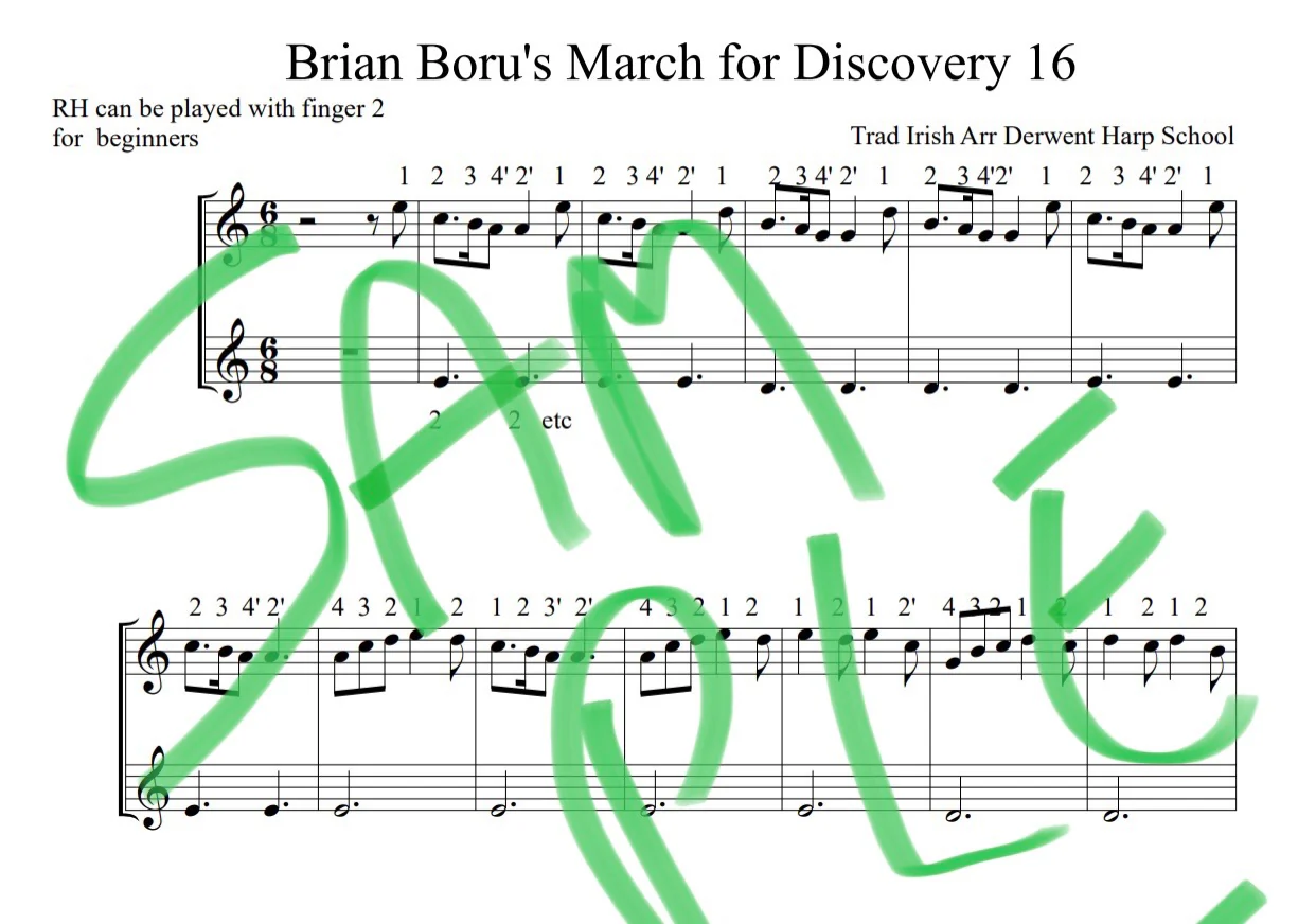 Brian Boru's March for the Discovery 16, Adventurer 20 or any small harp 99p - video lesson included - Image 2
