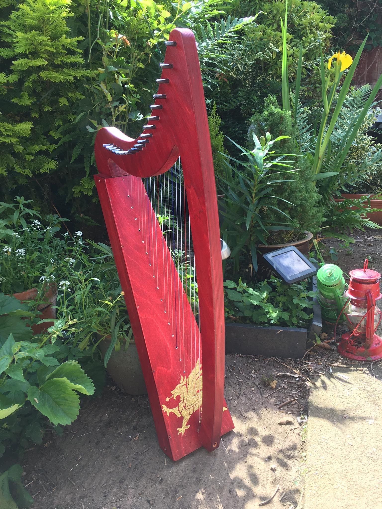 Derwent Harps Adventurer 20 in coloured wood stain Finishes Made in Wales with F and C Levers - Image 24