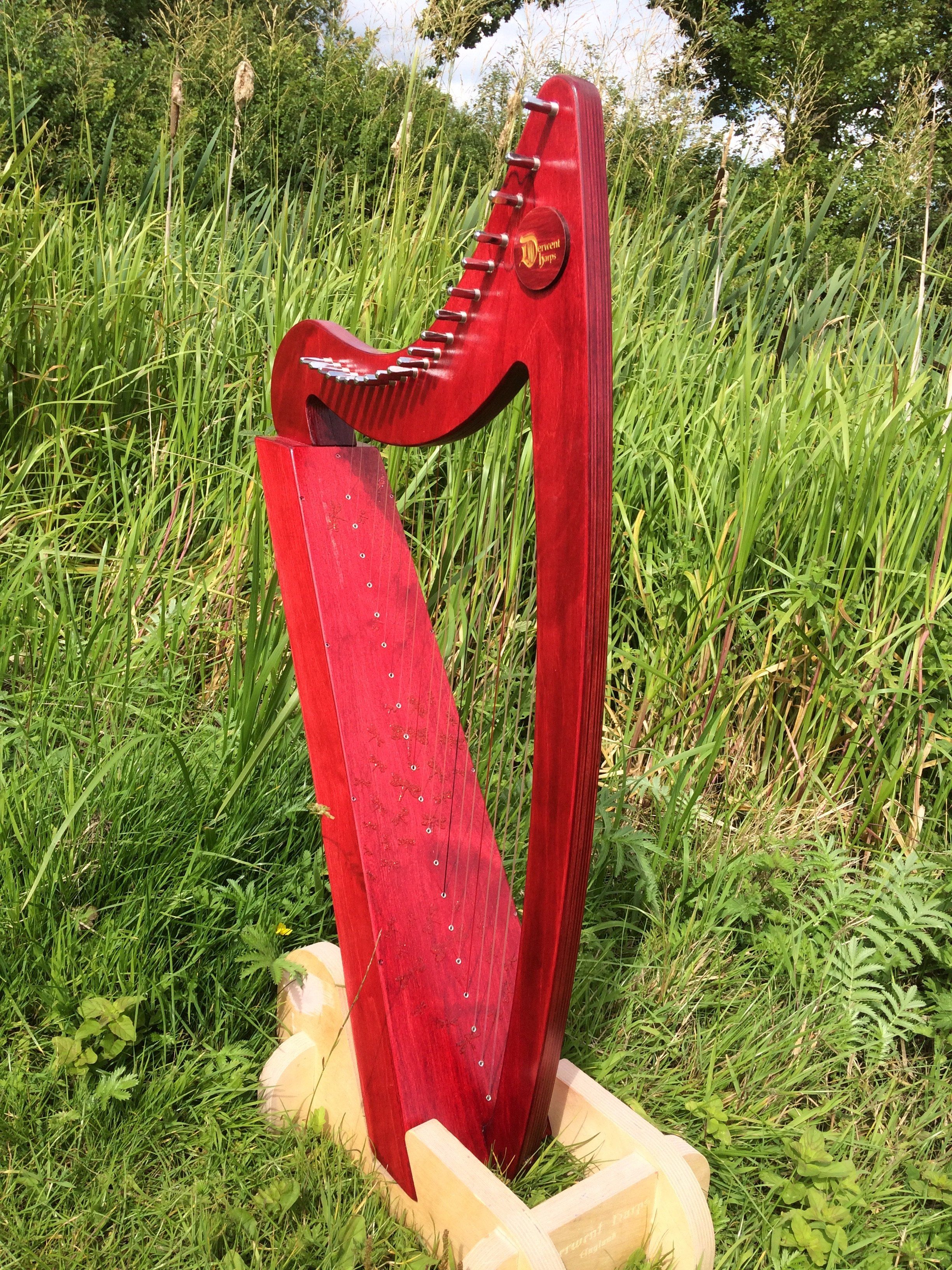Derwent Harps Adventurer 20 in coloured wood stain Finishes Made in Wales with F and C Levers - Image 27